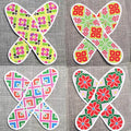 🧩 Ethnic Geometric Cross-Stitch Insoles | Traditional Folk Pattern Cotton Shoe Liners